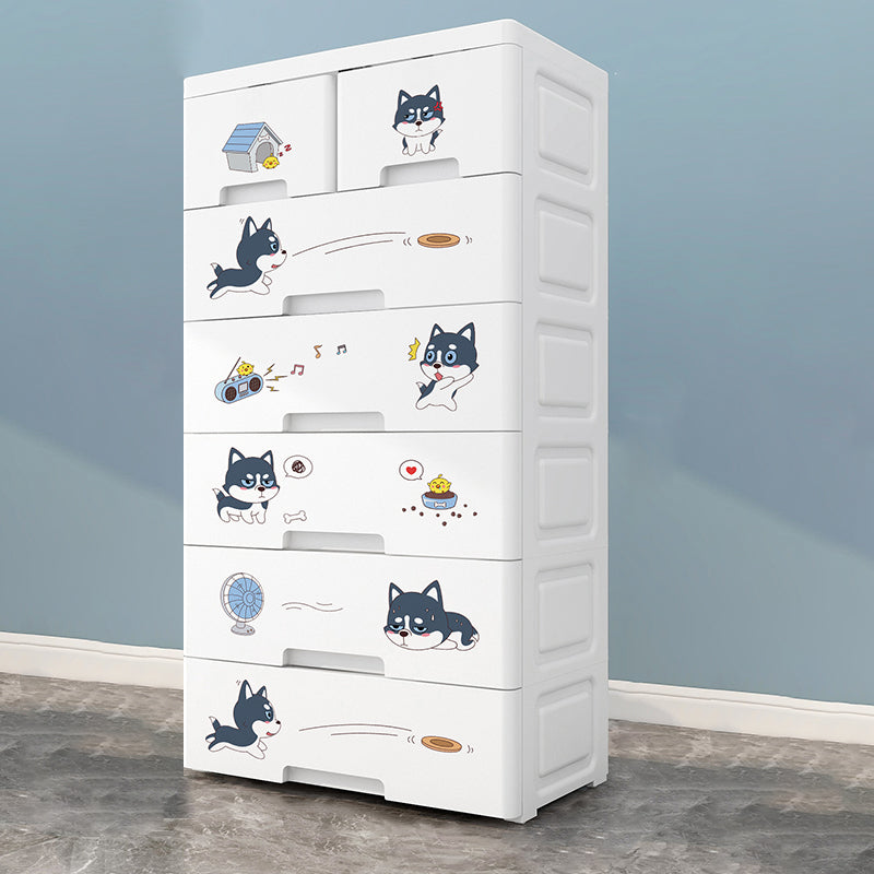 Contemporary Wardrobe White Color Plastic Wardrobe Closet with Drawers