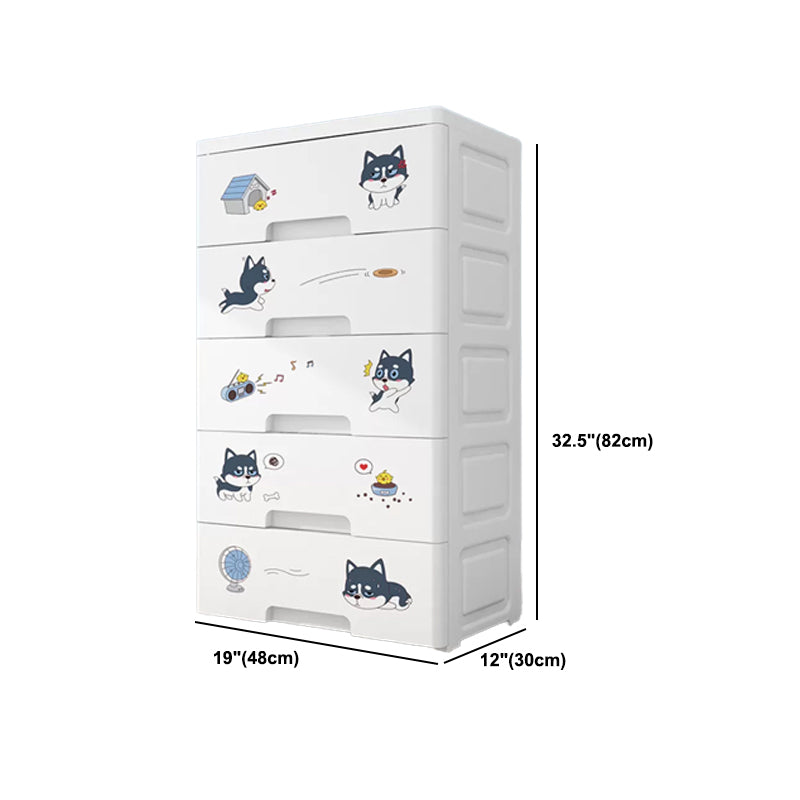 Contemporary Wardrobe White Color Plastic Wardrobe Closet with Drawers