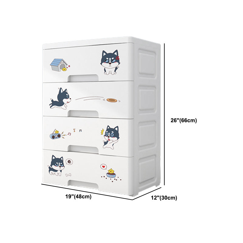 Contemporary Wardrobe White Color Plastic Wardrobe Closet with Drawers