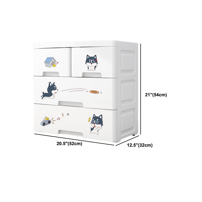 Contemporary Wardrobe White Color Plastic Wardrobe Closet with Drawers