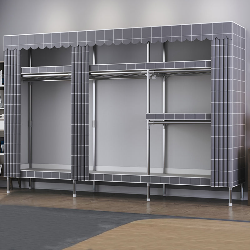 Modern Style Wardrobe Metal Wardrobe Closet with Garment Rod