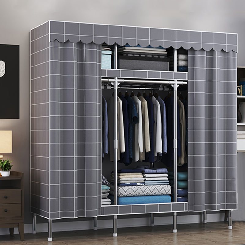 Modern Style Wardrobe Metal Wardrobe Closet with Garment Rod