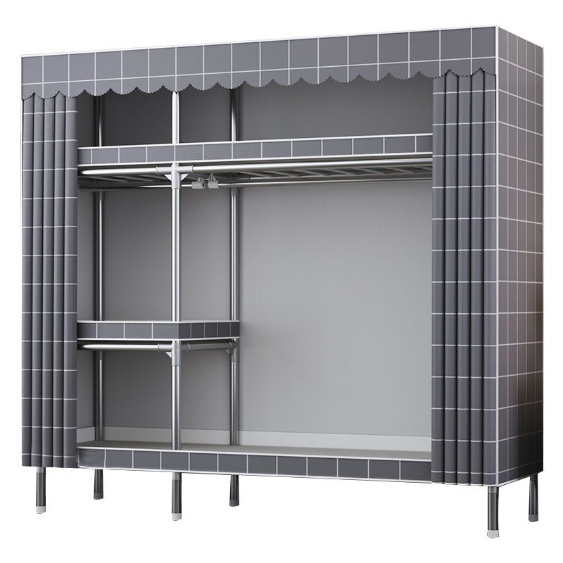Modern Style Wardrobe Metal Wardrobe Closet with Garment Rod