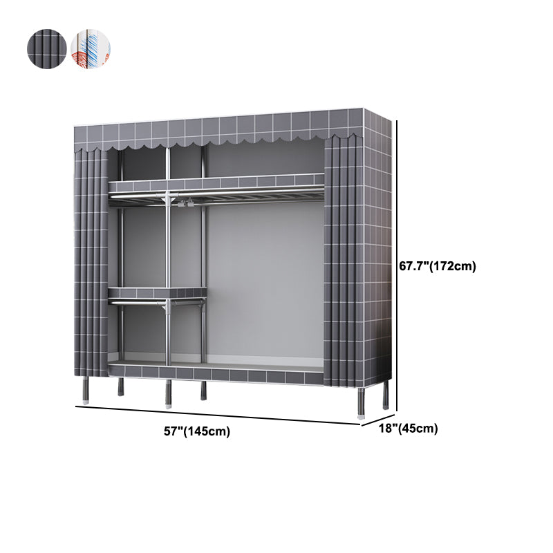 Modern Style Wardrobe Metal Wardrobe Closet with Garment Rod