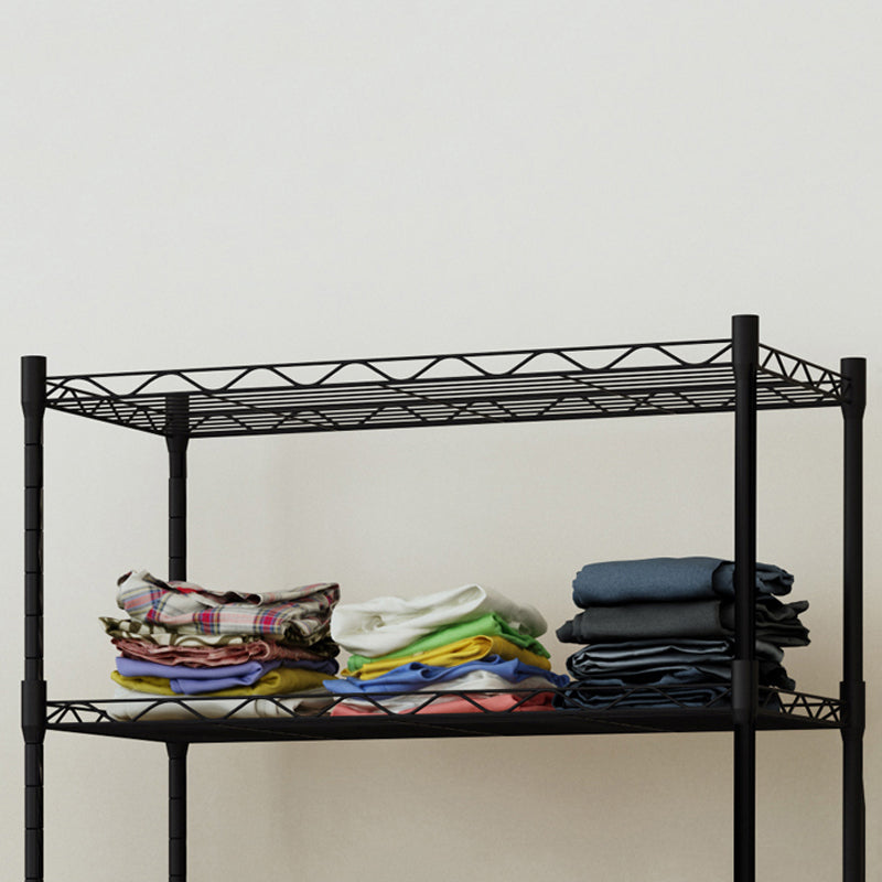 Modern Style Non-Hanging Armoire 4-Shelf Metal Wardrobe Closet