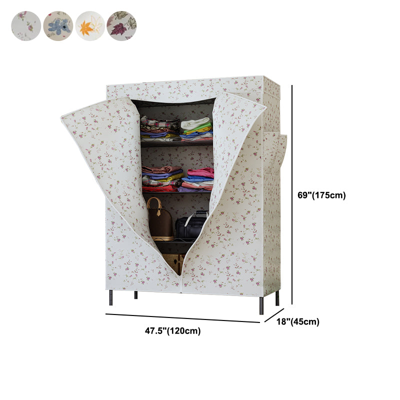 Modern Style Non-Hanging Armoire 4-Shelf Metal Wardrobe Closet