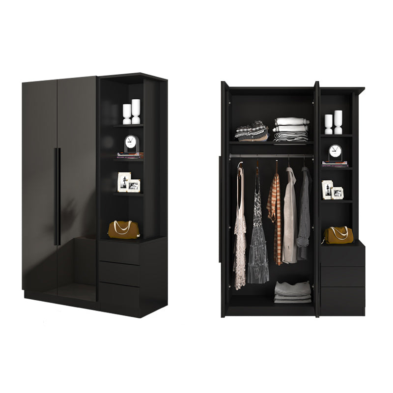 Modern Style Glass Wardrobe Black Colour Wardrobe Closet for Bedroom