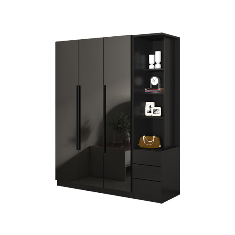 Modern Style Glass Wardrobe Black Colour Wardrobe Closet for Bedroom