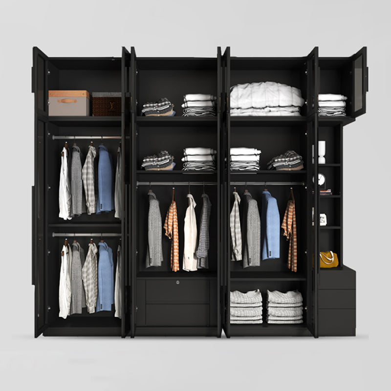 Modern Style Glass Wardrobe Black Colour Wardrobe Closet for Bedroom