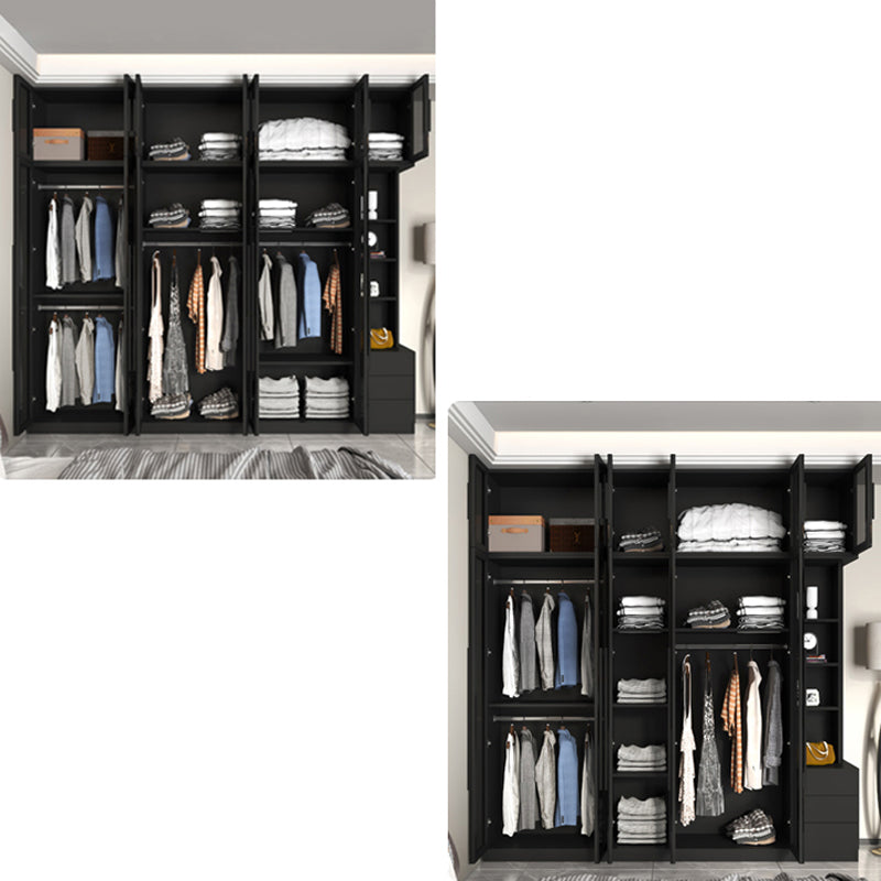 Modern Style Glass Wardrobe Black Colour Wardrobe Closet for Bedroom
