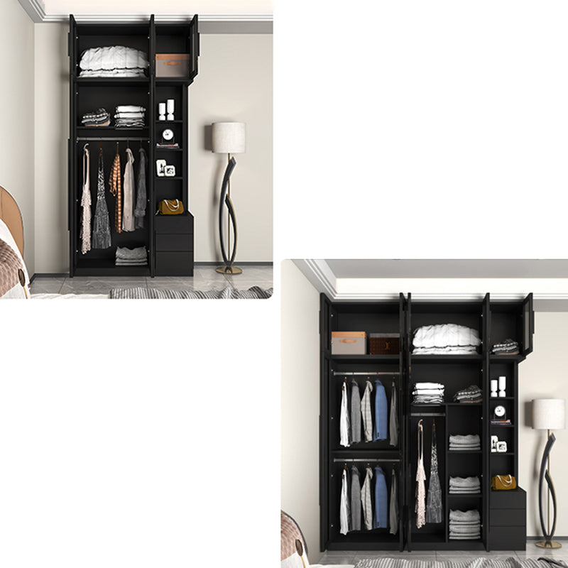 Modern Style Glass Wardrobe Black Colour Wardrobe Closet for Bedroom