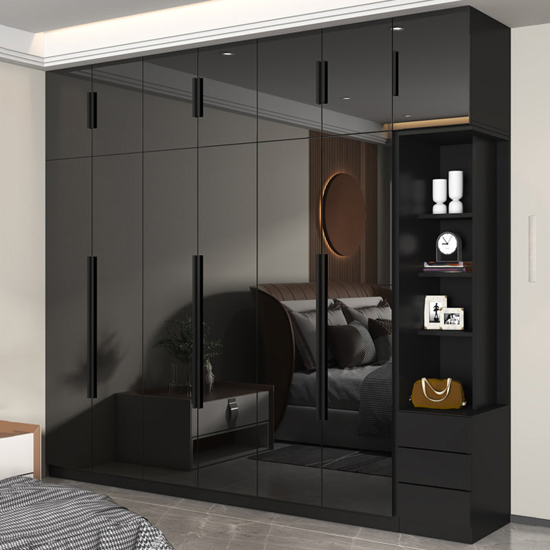 Modern Style Glass Wardrobe Black Colour Wardrobe Closet for Bedroom