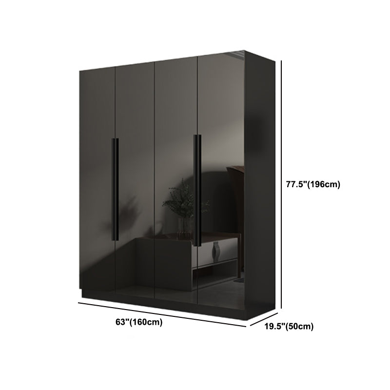 Modern Style Glass Wardrobe Black Colour Wardrobe Closet for Bedroom