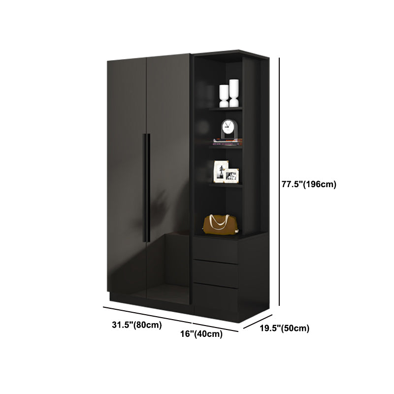 Modern Style Glass Wardrobe Black Colour Wardrobe Closet for Bedroom