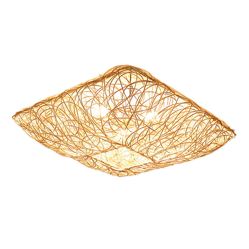 Asian Style Flush Mount Lighting Bamboo Ceiling Lamp for Living Room