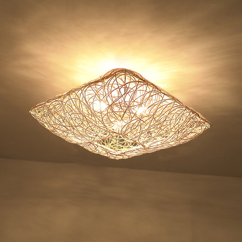 Asian Style Flush Mount Lighting Bamboo Ceiling Lamp for Living Room