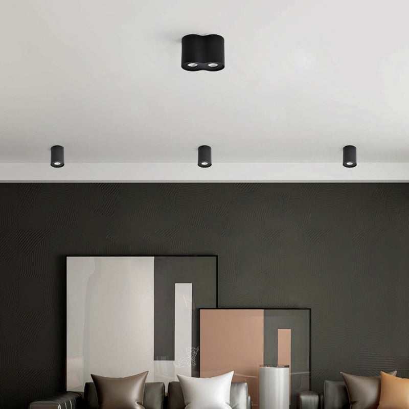 1 / 2 Light Aluminum Flush Mount Light White / Black Cylinder Ceiling Flush Mount