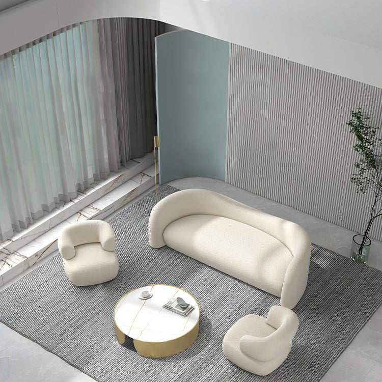 Modern Simple Curved Sofa 30.7" High Sloped Arm Living Room Seating