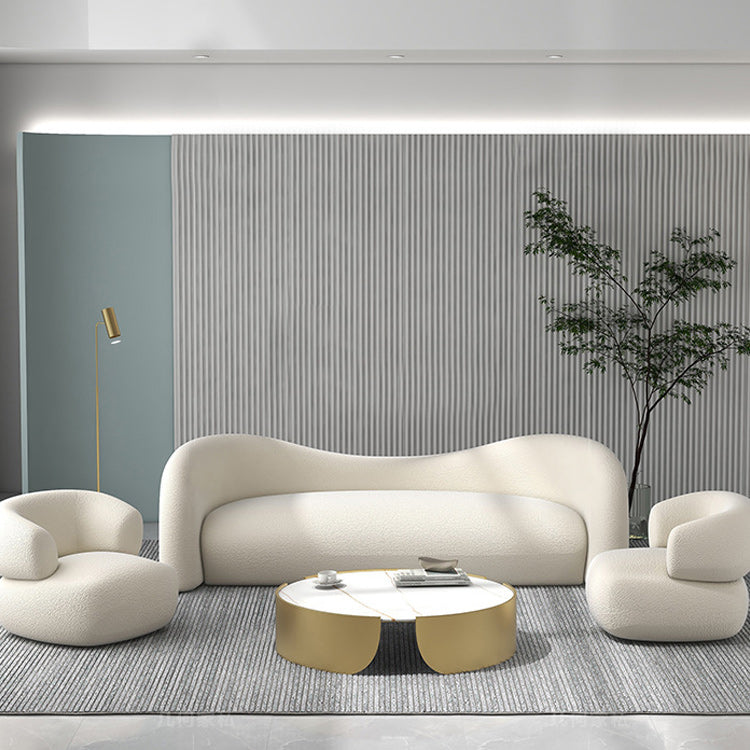 Modern Simple Curved Sofa 30.7" High Sloped Arm Living Room Seating