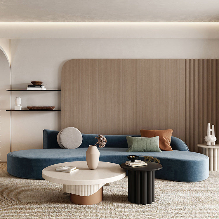 Velvet Modern Curved Sofa 39.37" D Armless Sofa with 2 Pillows