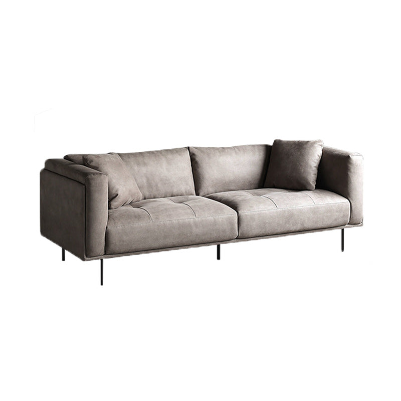 Tufted Modern Faux Leather Sofa Tuxedo Arm Cushions Sofa - 31.5" H