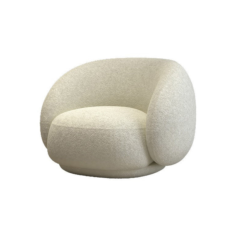 31.49" Wide Wool Curved Sofa White Contemporary Tuxedo Arm Sofa
