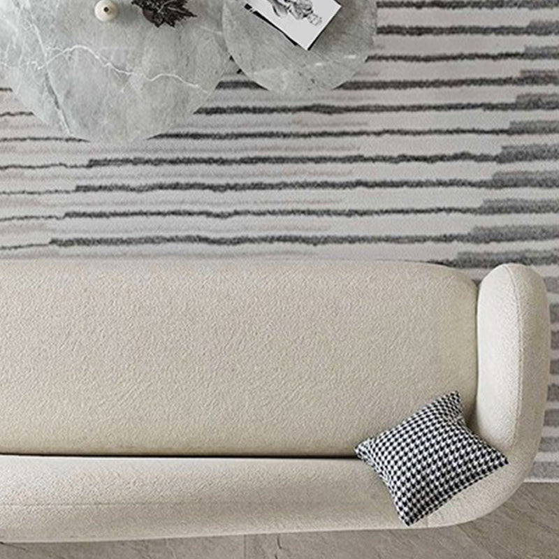 31.49" Wide Wool Curved Sofa White Contemporary Tuxedo Arm Sofa