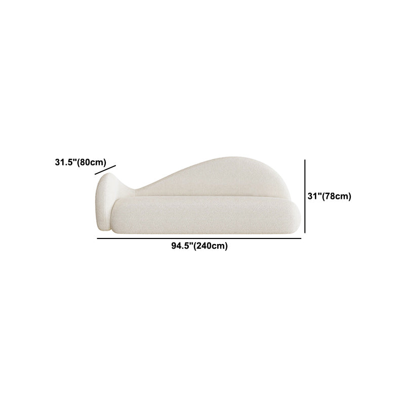 31.49" Wide Wool Curved Sofa White Contemporary Tuxedo Arm Sofa