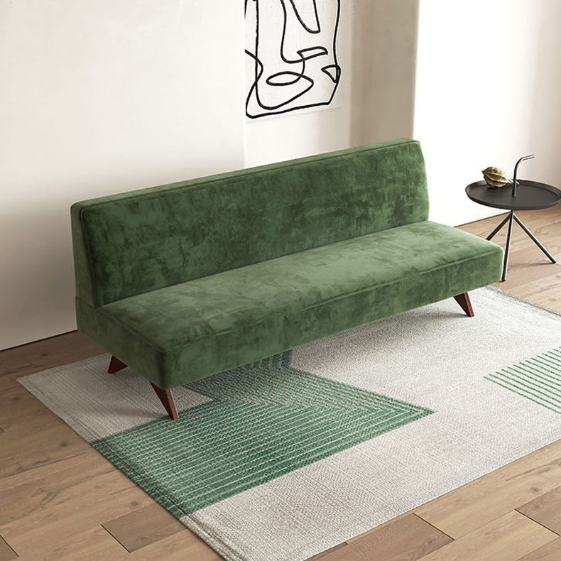 Velvet 31.5-In H Living Room Sofa Walnut Armless Sofa in Green