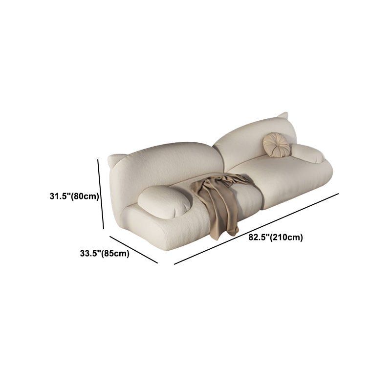 White Recessed Arm Sofa Contemporary Standard Sofa for Living Room, Apartment