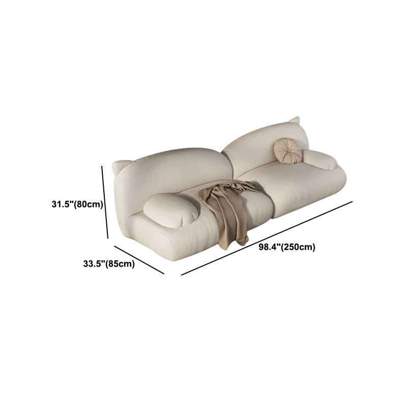 White Recessed Arm Sofa Contemporary Standard Sofa for Living Room, Apartment