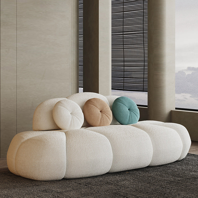Contemporary Armless Sofa Wool Cloud-Shaped Seating in Cream