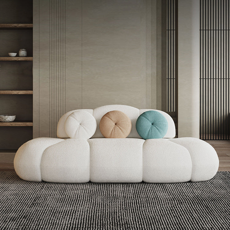 Contemporary Armless Sofa Wool Cloud-Shaped Seating in Cream