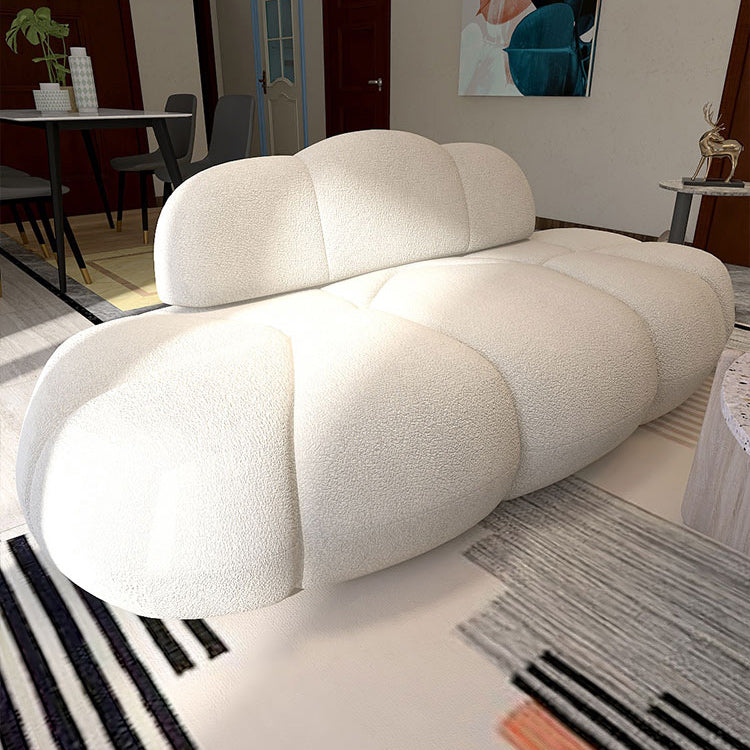Contemporary Armless Sofa Wool Cloud-Shaped Seating in Cream