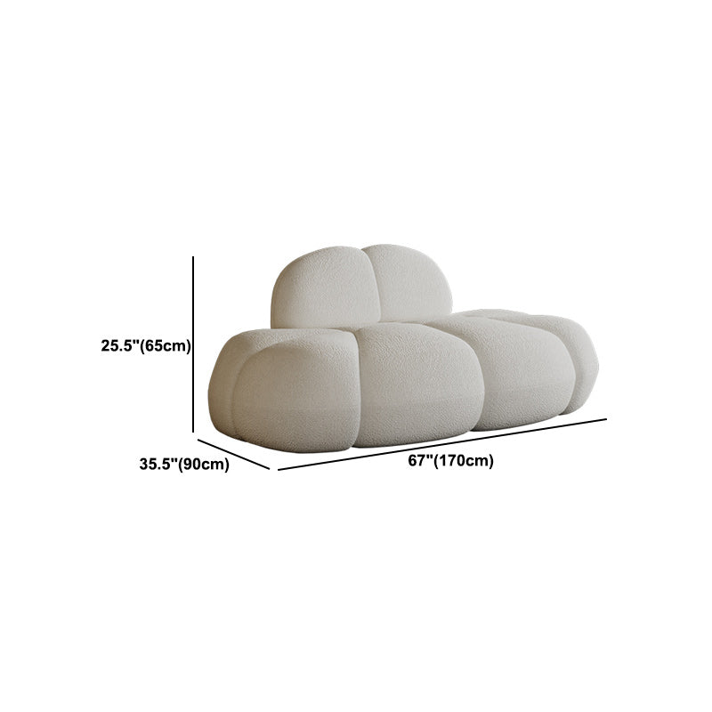 Contemporary Armless Sofa Wool Cloud-Shaped Seating in Cream