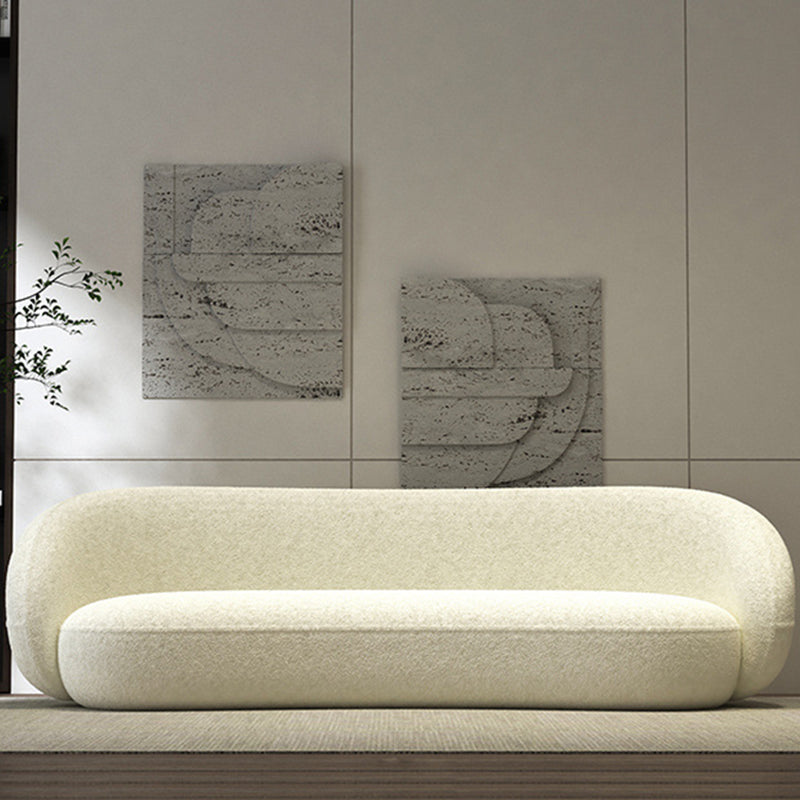 Modern Simple Curved Sofa 29.53"h Sloped Arm Wool Sofa in White