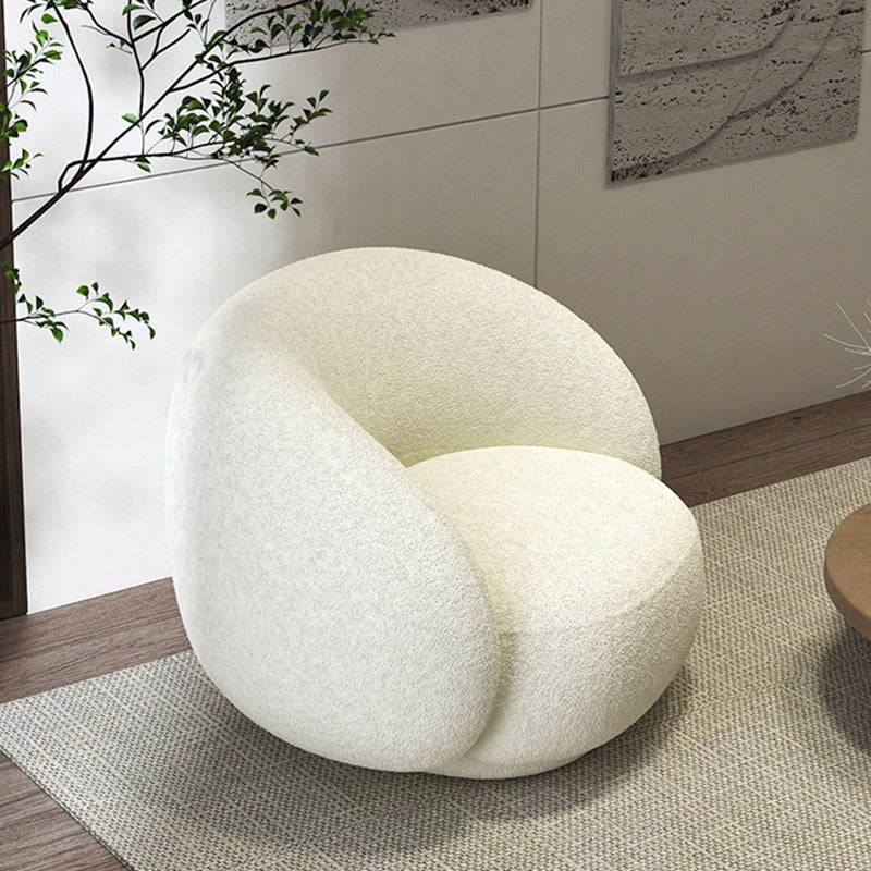 Modern Simple Curved Sofa 29.53"h Sloped Arm Wool Sofa in White