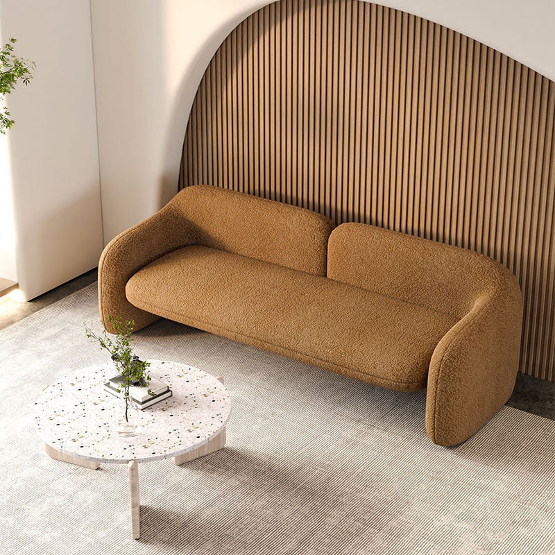 Sloped Arm Wool Sofa Modern 31.5" H Living Room Sofa in Brown