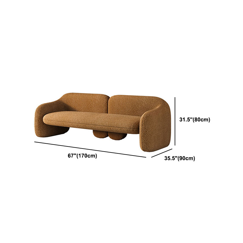 Sloped Arm Wool Sofa Modern 31.5" H Living Room Sofa in Brown