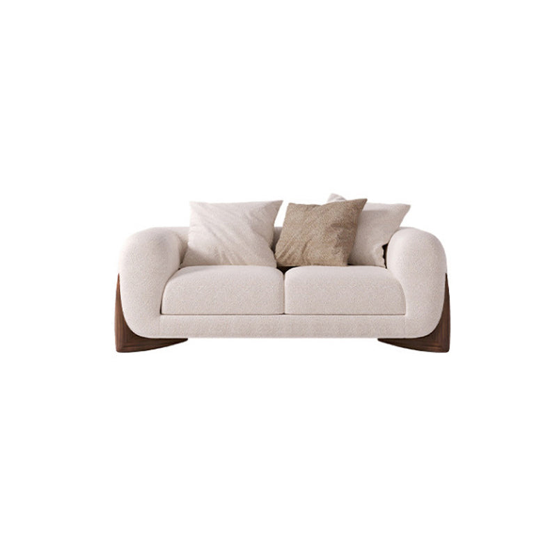 Contemporary White Wool Sofa Tuxedo Arm Cushions Sofa with Pillows
