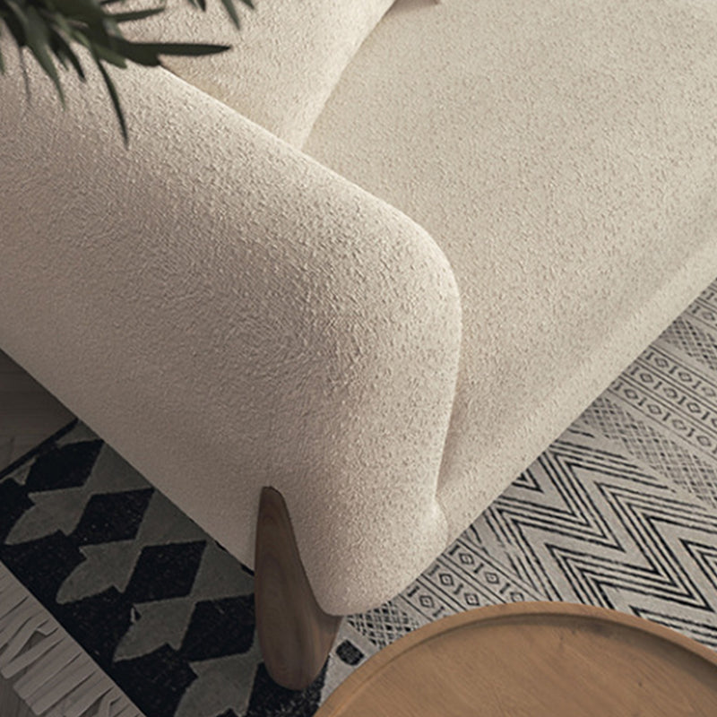 Contemporary White Wool Sofa Tuxedo Arm Cushions Sofa with Pillows