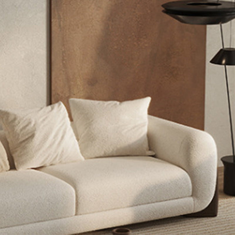 Contemporary White Wool Sofa Tuxedo Arm Cushions Sofa with Pillows