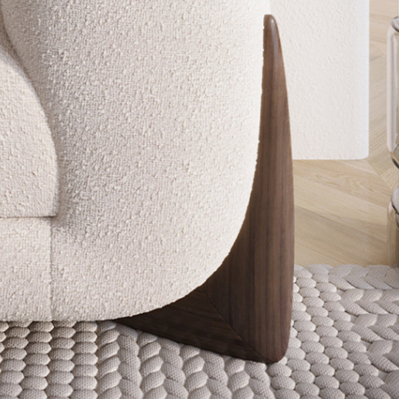 Contemporary White Wool Sofa Tuxedo Arm Cushions Sofa with Pillows