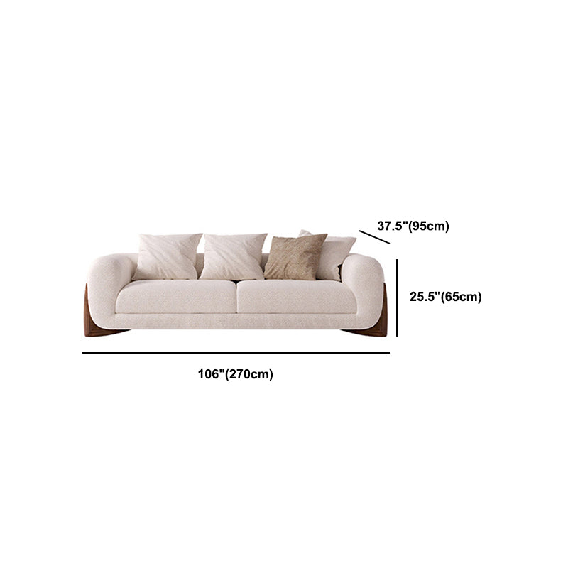 Contemporary White Wool Sofa Tuxedo Arm Cushions Sofa with Pillows