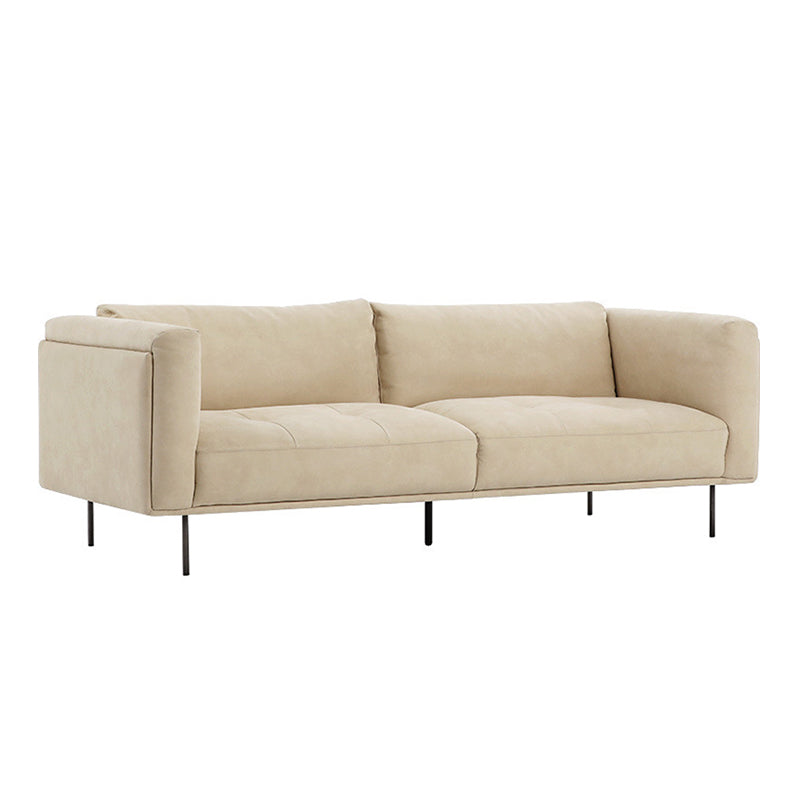 Modern Faux Leather Cushions Sofa Loose Back Tuxedo Arm Living Room Seating