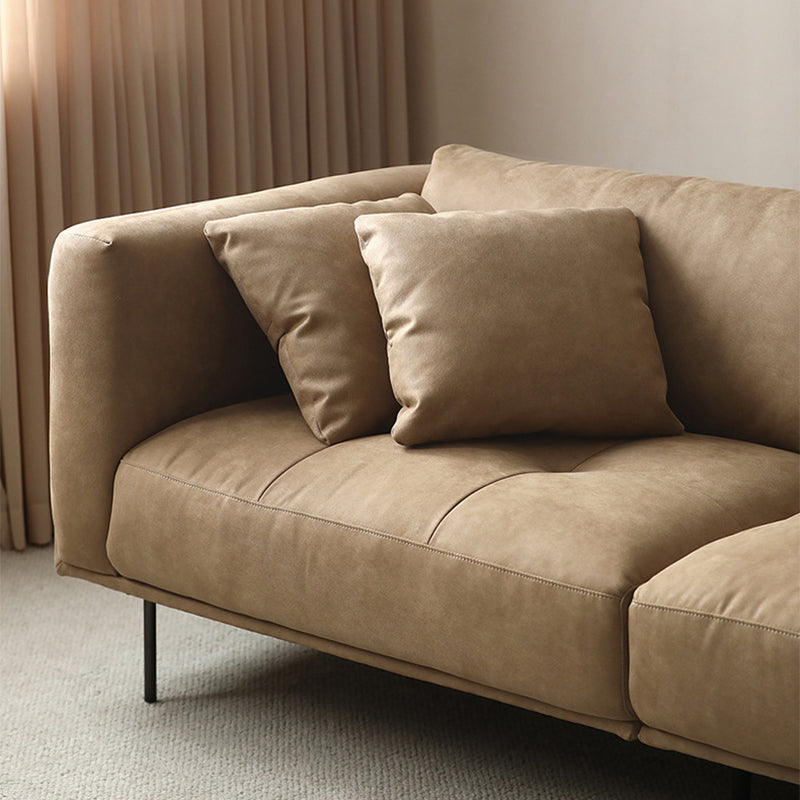 Modern Faux Leather Cushions Sofa Loose Back Tuxedo Arm Living Room Seating