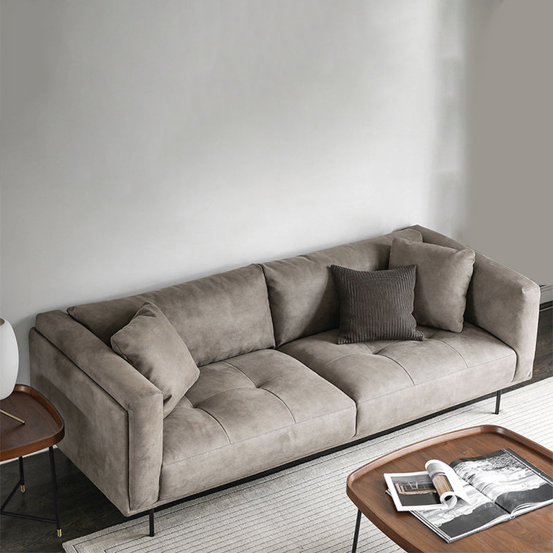 Modern Faux Leather Cushions Sofa Loose Back Tuxedo Arm Living Room Seating