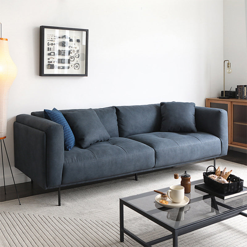 Modern Faux Leather Cushions Sofa Loose Back Tuxedo Arm Living Room Seating