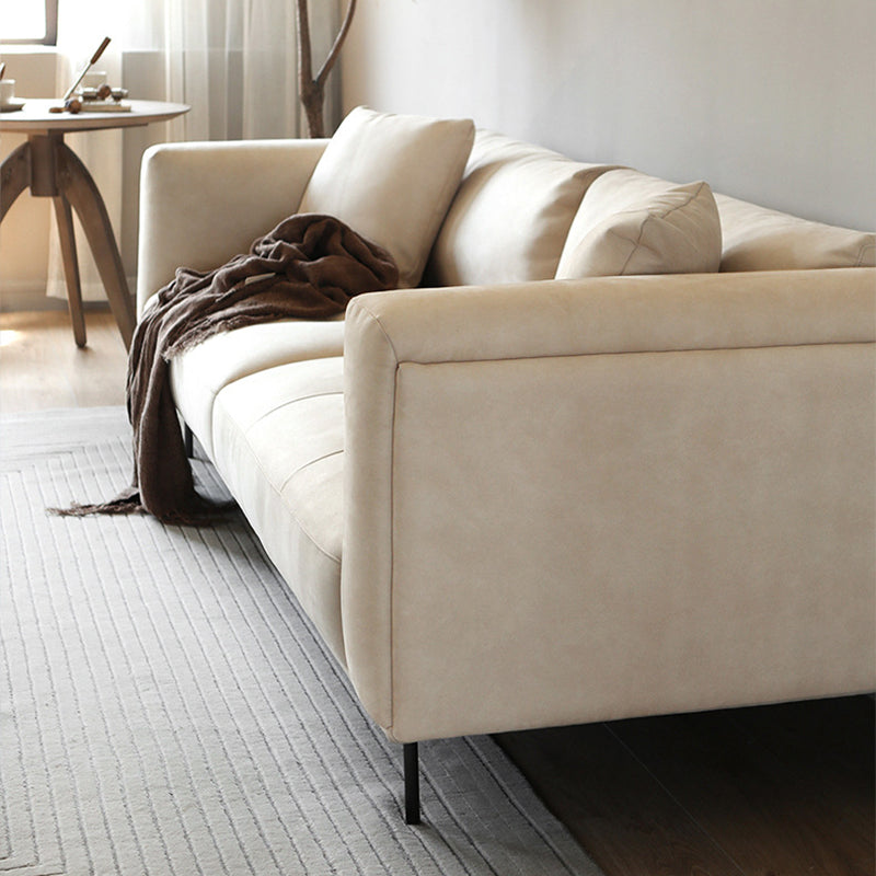 Modern Faux Leather Cushions Sofa Loose Back Tuxedo Arm Living Room Seating
