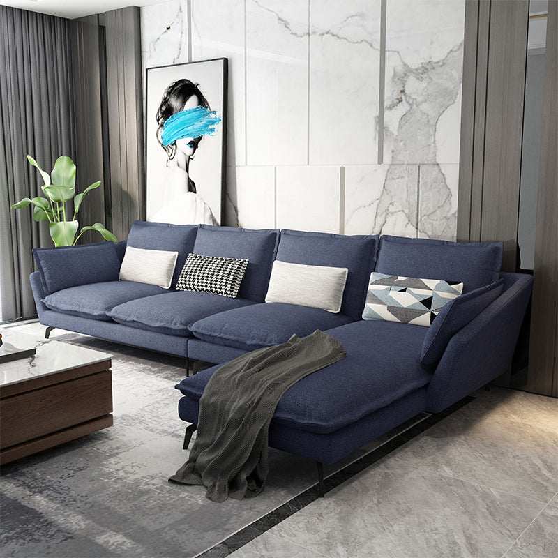 Linen Blend L-Shape Sectional with Pillows Back for Living Room